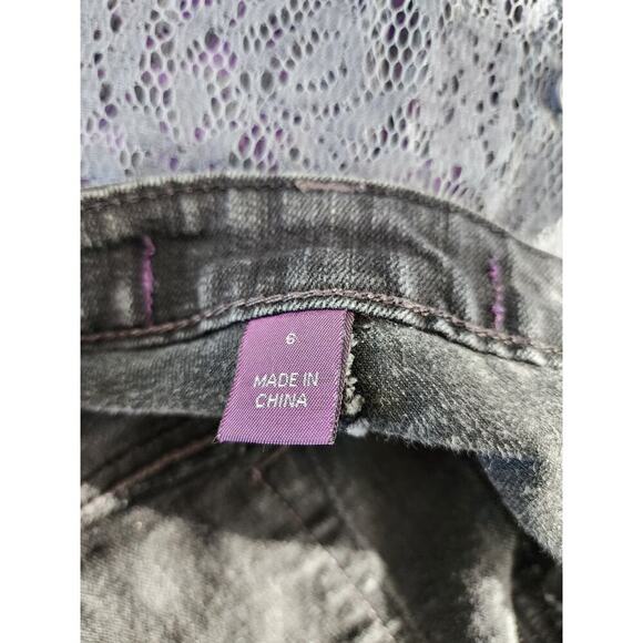 Gloria Vanderbilt Dark Wash Denim Black White Cotton Peasant Reconstructed Skirt - Picture 7 of 9